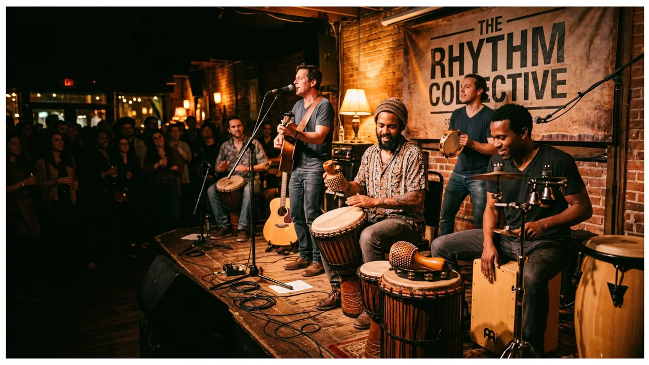 Scène de percussion vivante soutenue par ART DU RYTHME à Tournefeuille